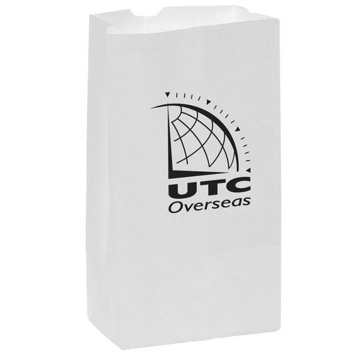 Custom Printed White Kraft Paper SOS Grocery Bag (Size 12 Lb.) - Flexo Ink - 6G12W-FI